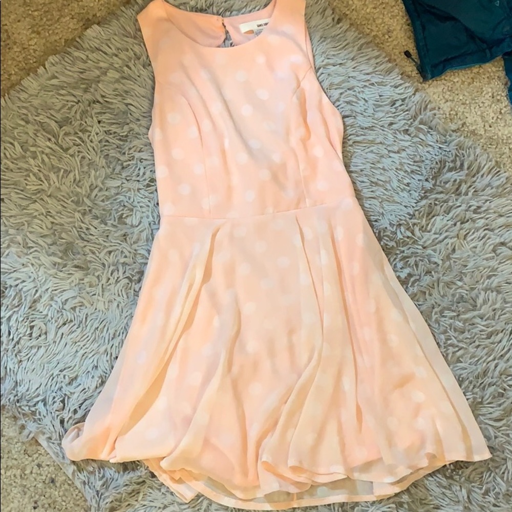 Blush pink and white polka dot dress